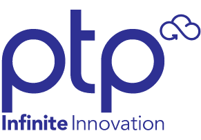PTP logo with the tagline Infinite Innovation, representing a managed IT services provider for life sciences companies focused on secure cloud solutions and compliance