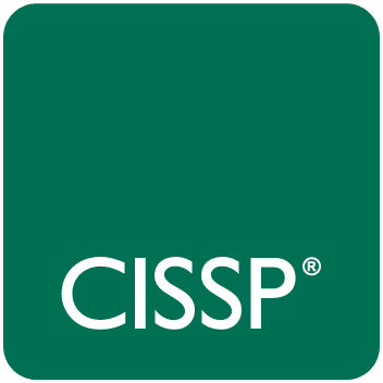 This is the official logo for CISSP featuring a green square with white letters, symbolizing certified information systems security professionalism.