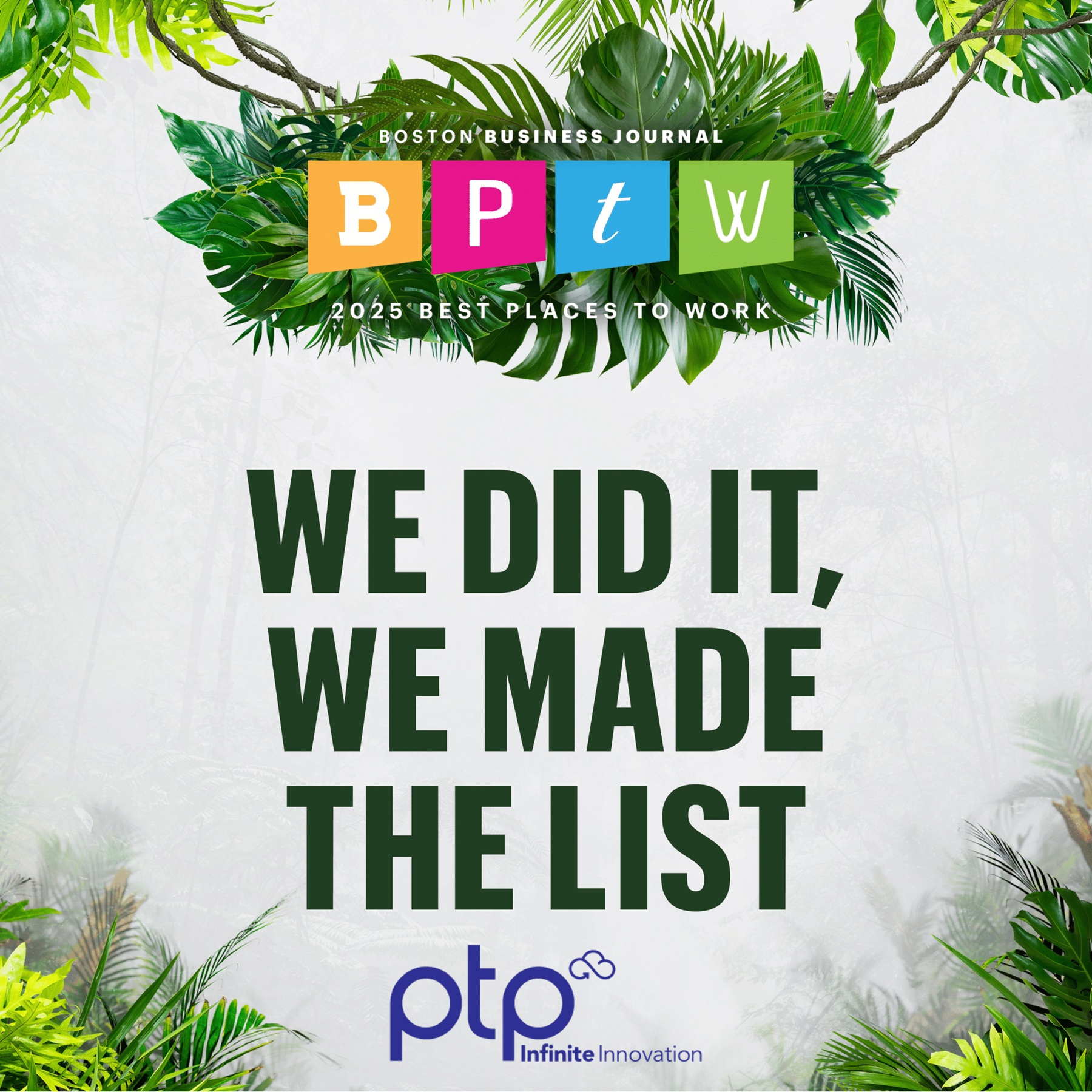 PTP named a 2025 Best Places to Work by the Boston Business Journal