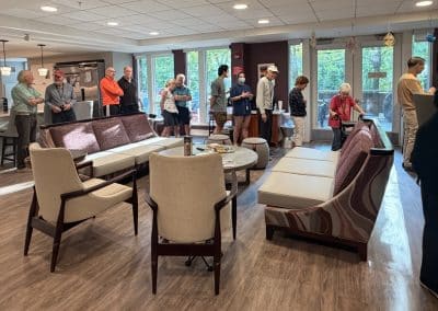 Guests line up inside American Cancer Society Hope Lodge in Boston during PTP’s volunteer dinner evening